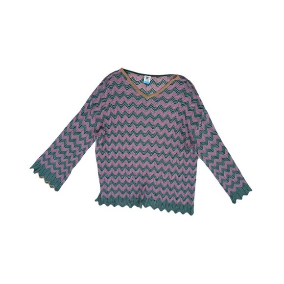 Missoni collection chevron multicolor V neck top size M - Picture 1 of 5